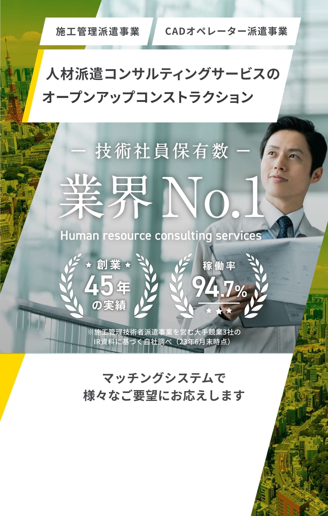 人材派遣コンサルティングサービスのオープンアップコンストラクション